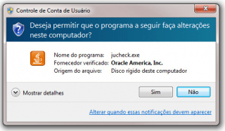 Janela do Controle de Contas de Usuário