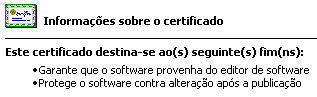 Propriedades do certificado não garantem a segurança do programa Screenshot - certificado
