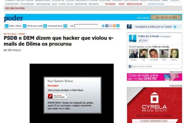 Site falso da Folha Online usado em golpe.