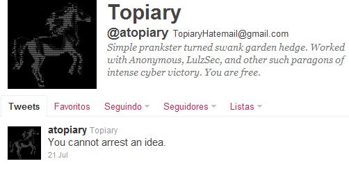 Twitter do Topiary (Foto: Reprodução)