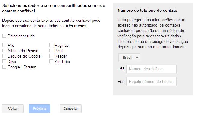 Você também pode definir o que será compartilhado.