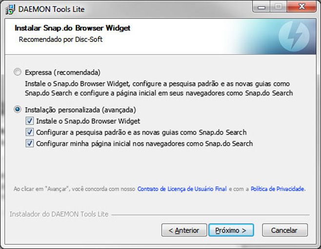 Opção desativada está disponível e oculta adicionais.