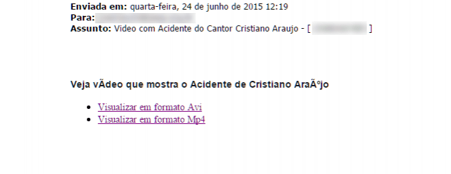 Golpe se aproveita da morte do cantor Cristiano Araújo e oferece suposto vídeo, mas entrega vírus. (Reprodução)
