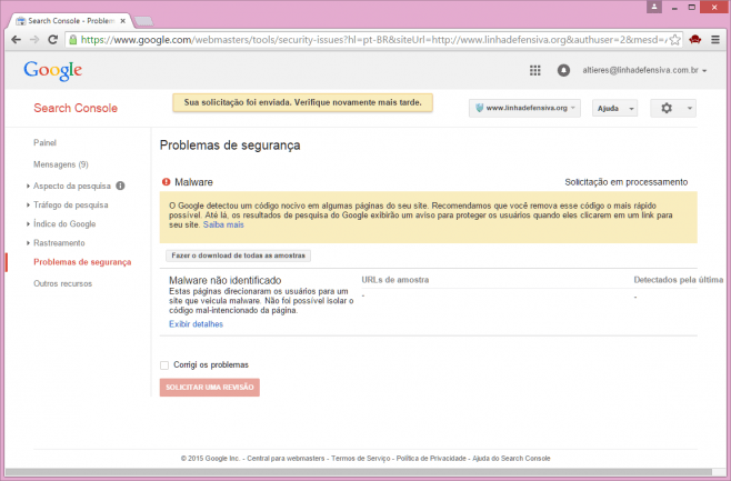 Google bloqueou mas 'não conseguiu isolar' o malware.