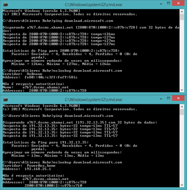 Conexão via IPv6 e IPv4