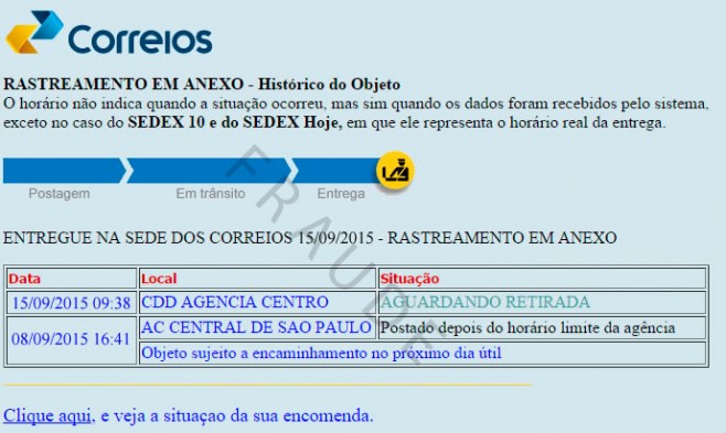 Fraude usando o nome dos Correios. (ARIS/LD)